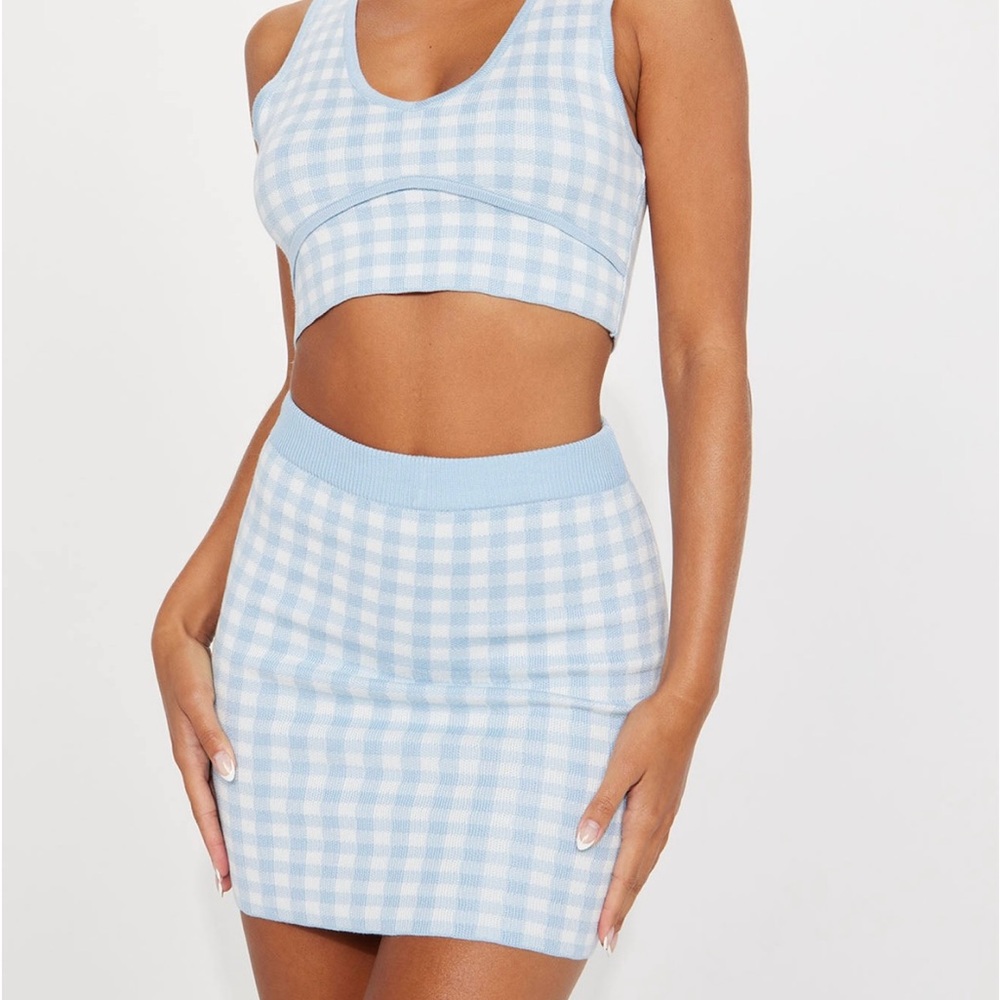 Picnic ready blue mini skirt set. New